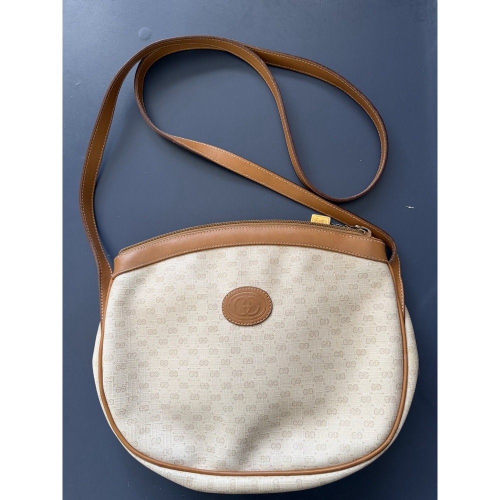 GUCCI Micro GG Supreme Shoulder Bag PVC Beige Gold 007 87 0018 Auth ki4930 - Picture 1 of 16